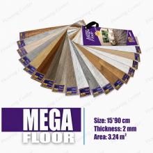 کفپوش PVC مگا فلور MEGA FLOOR با ابعاد 15×90 سانتی‌متر و طرح چوب طبیعی