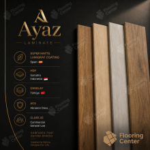 پارکت لمینت آیاز AYAZ با طرح چوب طبیعی، مقاوم در برابر سایش و مناسب فضاهای مسکونی و اداری