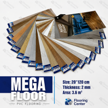 کفپوش PVC مگا فلور MEGA FLOOR با ابعاد 20×120 سانتی‌متر و طرح چوب طبیعی