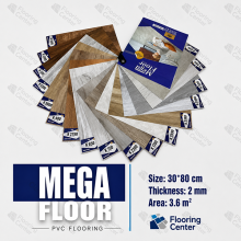 کفپوش PVC مگا فلور MEGA FLOOR با ابعاد 30×80 سانتی‌متر و طرح چوب طبیعی